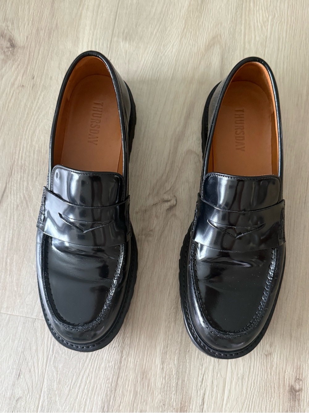 Thursday boot Co Penny Loafers in Black patent